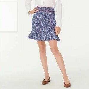 J. Crew Fluted Skirt Autumn Tweed Blue Red Green Colorful - size 4